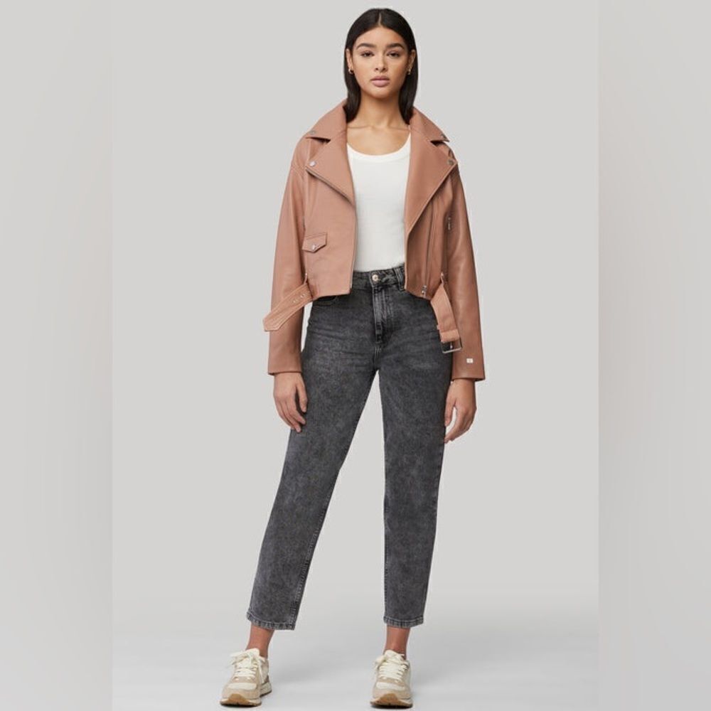 NWOT Anthropologie BLANKNYC Belted Faux Leather Crop Moto Jacket